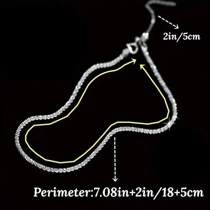 Chaîne de cheville scintillante en argent sterling S925, couleur argent, bracelet de cheville délica