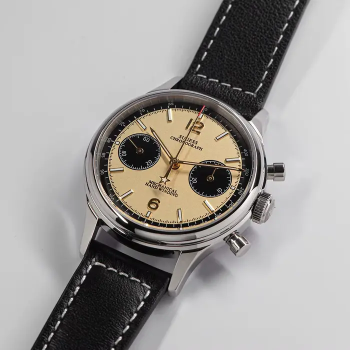Montre homme Sugess Movment ST1901 édition limitée 1963 chronographe acier inoxydable cuir bracelet 38mm occassions spéciales robuste élégante
