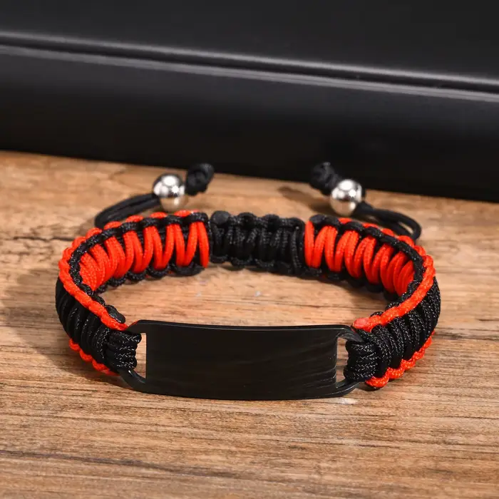 Bracelet tressé en Nylon à graver gratuitement pour hommes et garçons
