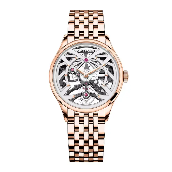 Montre AGELOCER Original Schwarzwald 36 mm pour homme, montre mécanique automatique à double face cr