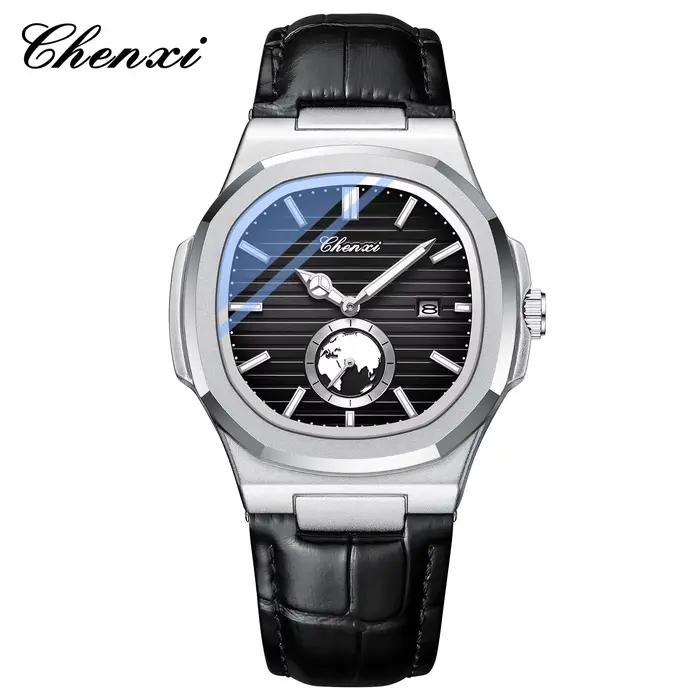 CHENXI-Montre à Quartz pour Homme avec Bandes en Cuir, Haute Qualité, Étanche, Calendrier, Montres-B