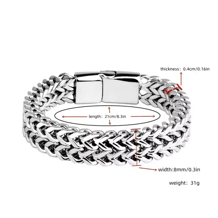 Bracelet en acier inoxydable double rangée motif écailles de poisson