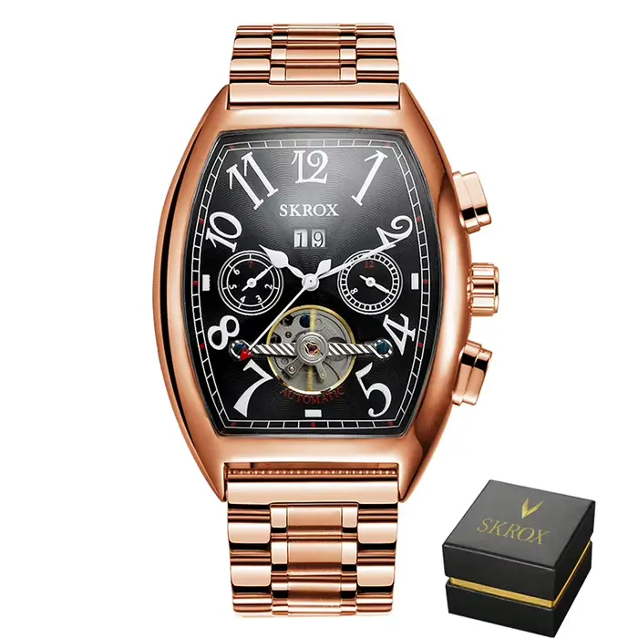 Original Tonneau Tourbillon mouvement automatique homme montre mécanique mâle montres Vintage marque