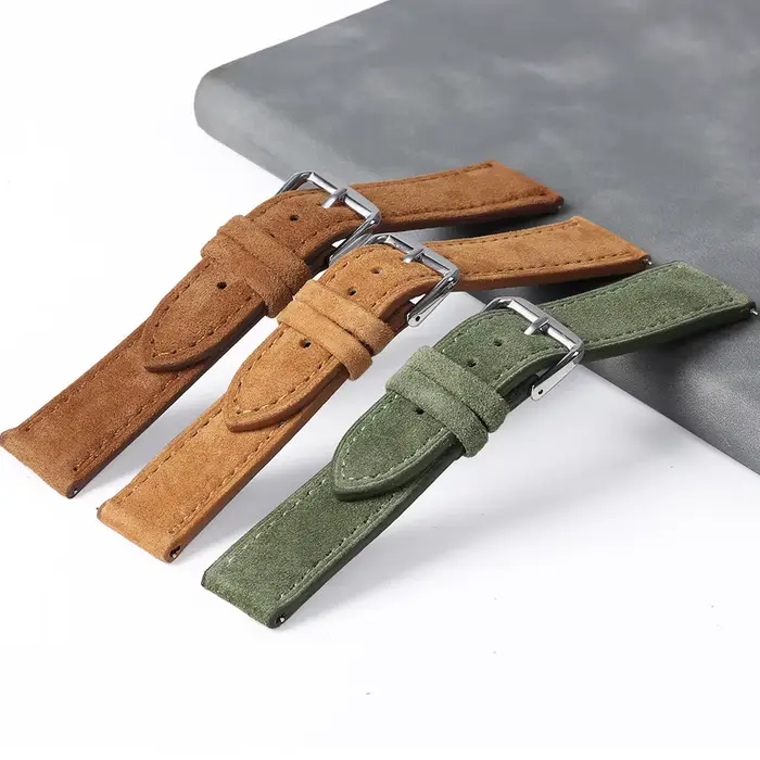 Bracelet de montre en cuir suédé véritable