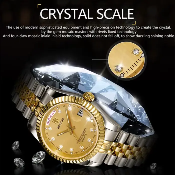 Holuns-Montre-bracelet d'affaires classique en acier inoxydable pour homme