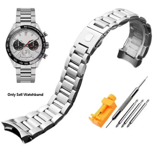 Bracelet de montre en acier inoxydable massif pour homme, bracelets de montre pour Tag Heuer Carrera