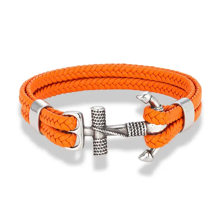 Bracelet en acier inoxydable ancre tissé à la main multicolore pour homme et femme occasions spéciales style marin