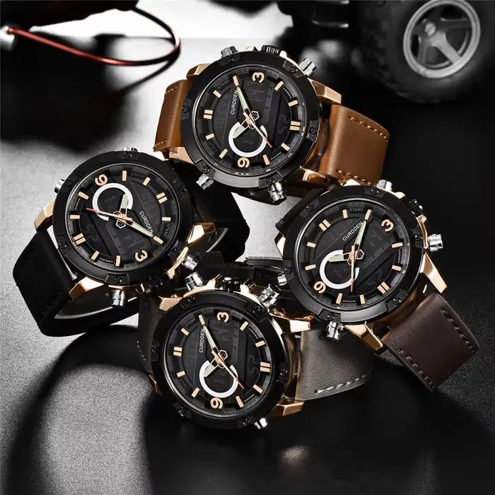 Istro DDEN-Montres chronographes en cuir pour hommes