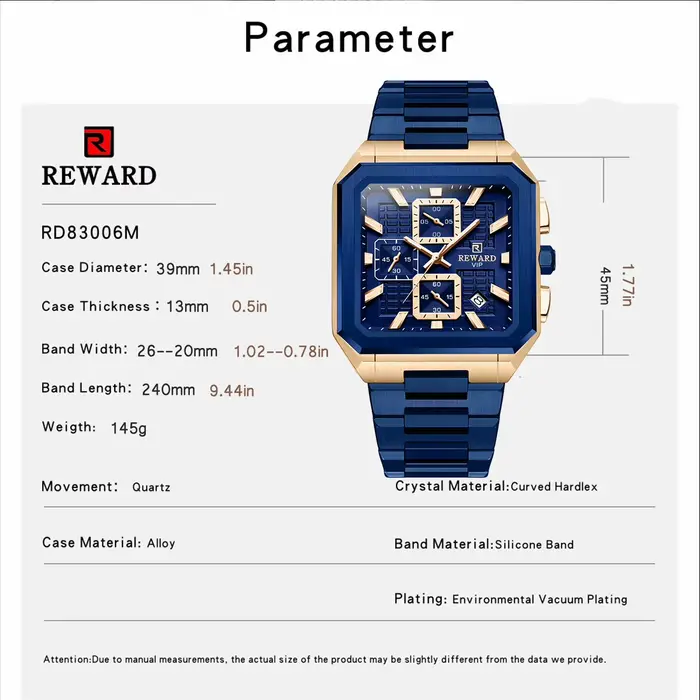 Montres à Quartz carrées pour hommes