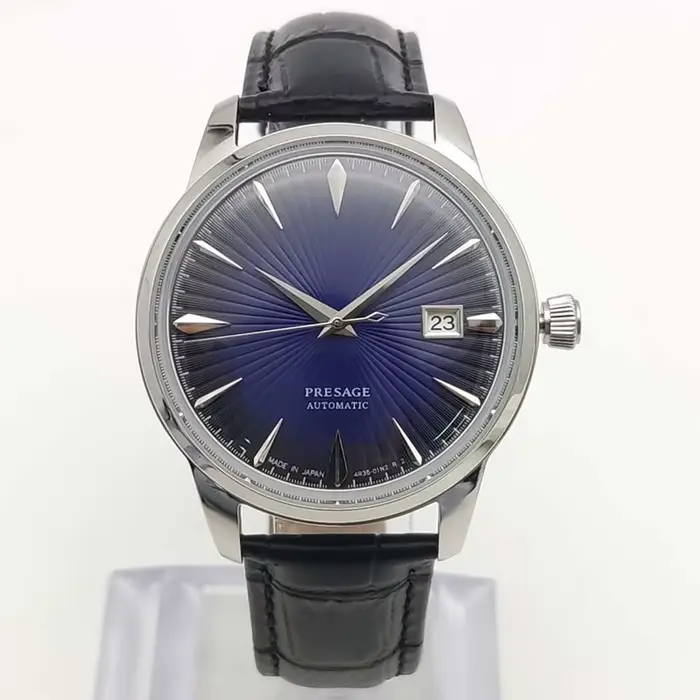 Montre mécanique automatique ronde Vintage pour hommes, calibre NH35, boîtier 40mm, bracelet en cuir