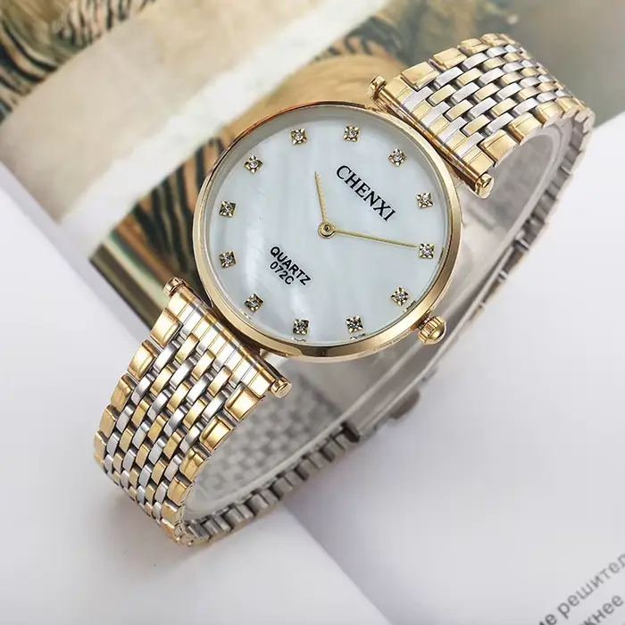 Chenxi-Montres à quartz en acier inoxydable doré pour hommes et femmes, montres décontractées pour couples, breloques de robe imperméables, style d'affaires, marque de mode, 2018