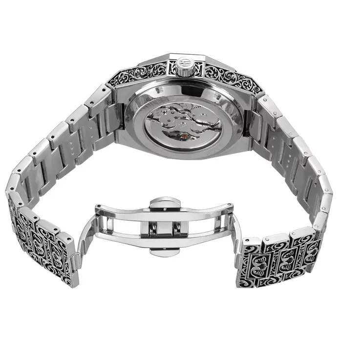 Montre Automatique FORSINING Squelette Rétro Vintage Bracelet Acier Occasions Spéciales Homme