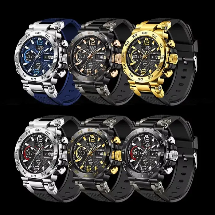 Nouvelles montres pour hommes étanche horloge alarme reloj hombre LCD double affichage montre-bracelet Quartz militaire