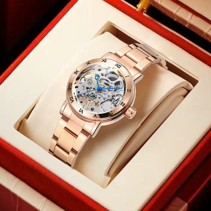 Montre Femme Luxe Haut de Gamme Originale WINNER 2026 – Squelette Mécanique en Acier Inoxydable
