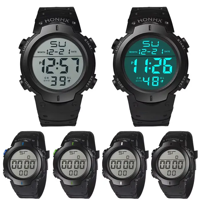 Montre numérique à affichage LED pour hommes et femmes