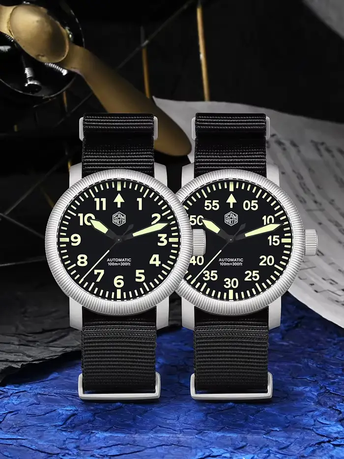 San Martin-Montre-Bracelet Mécanique Rétro pour Homme