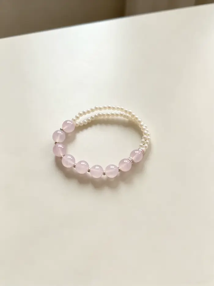 Bracelet en perles de quartz rose naturel pour femmes