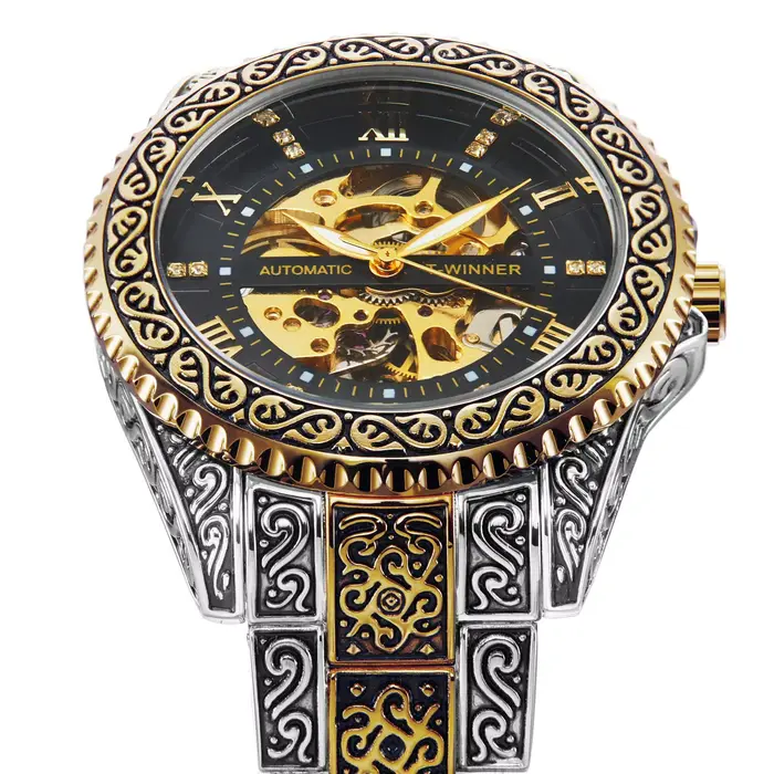 WINNER Montre mécanique squelette rétro royale pour homme