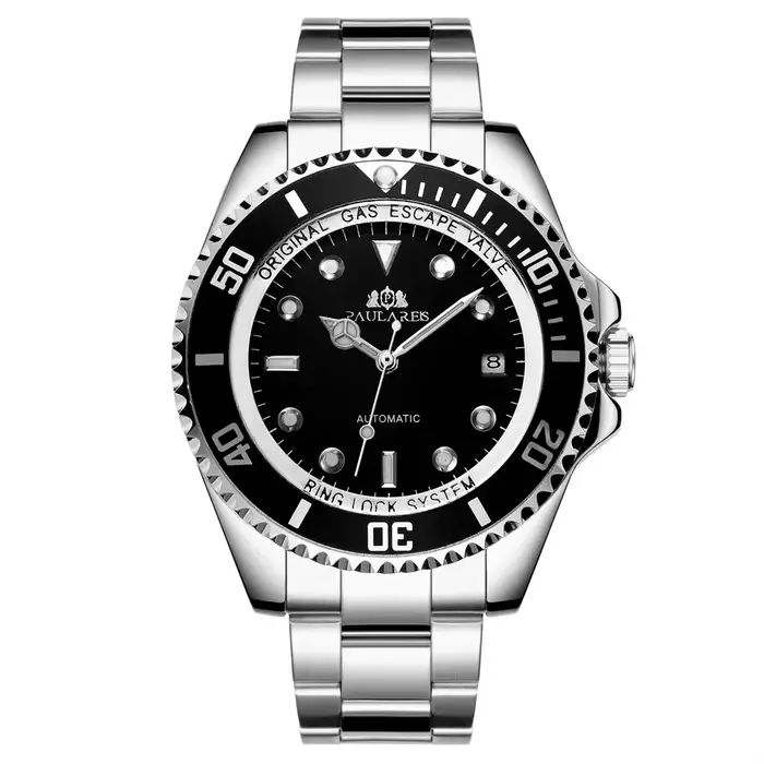 Montre automatique pour hommes, mécanique, bracelet en acier inoxydable, or, argent, dégradé, cadran