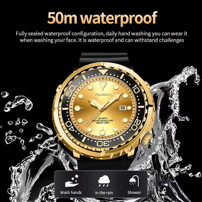 LIGE mode montre en or pour hommes haut de gamme de luxe 50M étanche