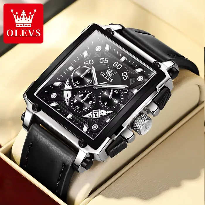 OLEVS 9919 meilleure vente montres à Quartz originales pour hommes bracelet en cuir chronographe Dat
