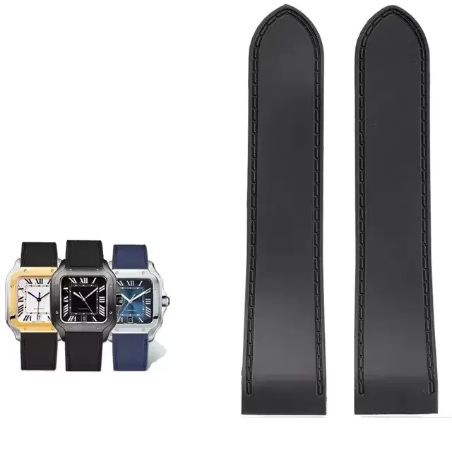 Bracelet de montre en caoutchouc souple pour Cartier Santos100, bracelet de montre en silicone Santo