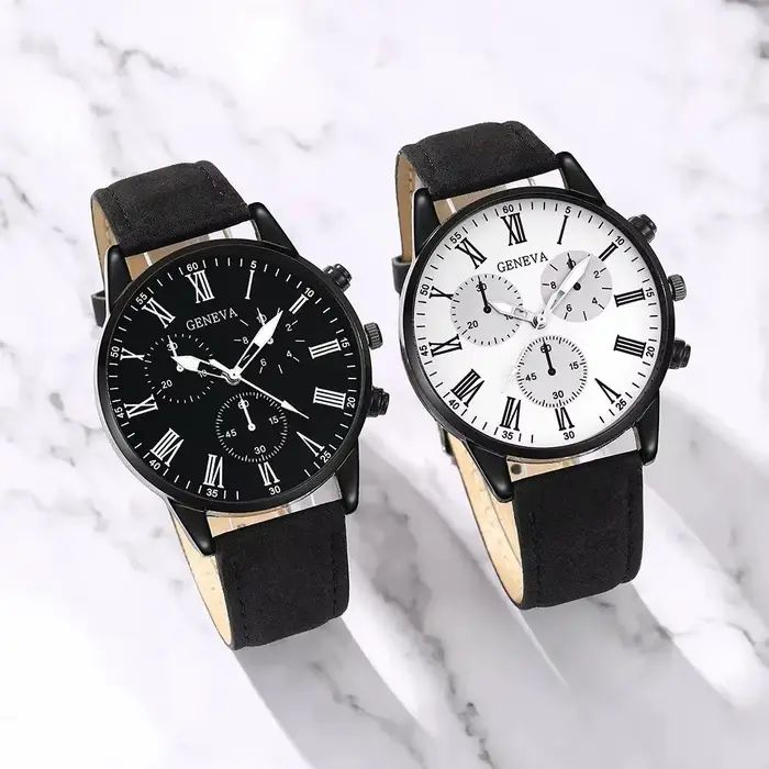 Ensemble de 1/2 montres en cuir décontractées pour couple
