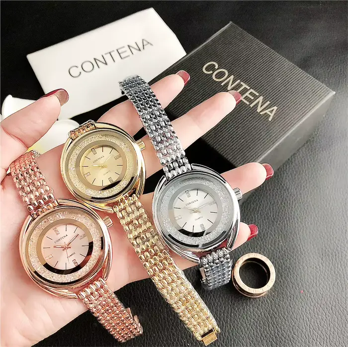 Nouvelle montre pour femmes haut de gamme de luxe en acier inoxydable cadran strass montre-bracelet résistant à l'eau