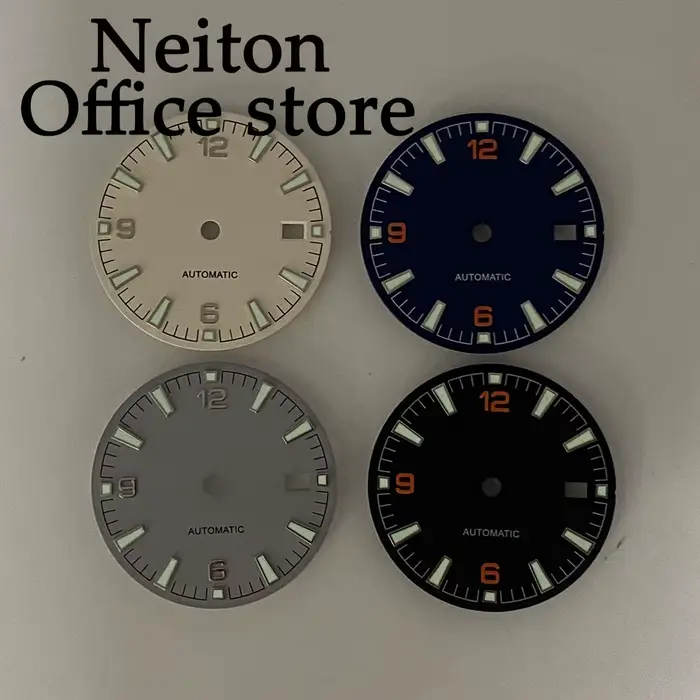 NEITON 31mm noir bleu gris blanc cadran de montre lumineux ajustement NH34 NH36 NH35 mouvement