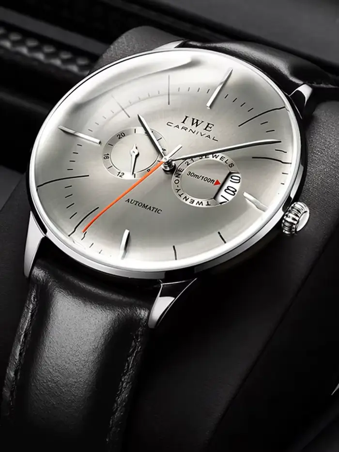 Montres pour hommes CARNIVAL Top marque de luxe étanche Date gris mâle mis5 automatique mécanique montre-bracelet Relogios Masculinos