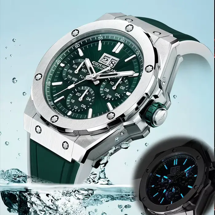 Montre mécanique automatique CERIEPON Série Blue Planet avec cristal saphir