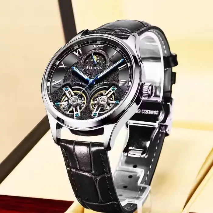 Montre Mécanique Automatique Daniel Gorman Style Affaires Personnalisable Double Tourbillon Phase De La Lune Occasions Spéciales Pour Homme