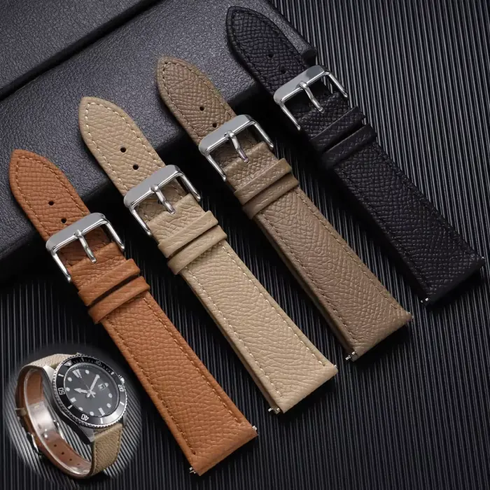 Bracelet de montre en cuir grainé 18mm 19mm 20mm 21mm 22mm à dégagement rapide