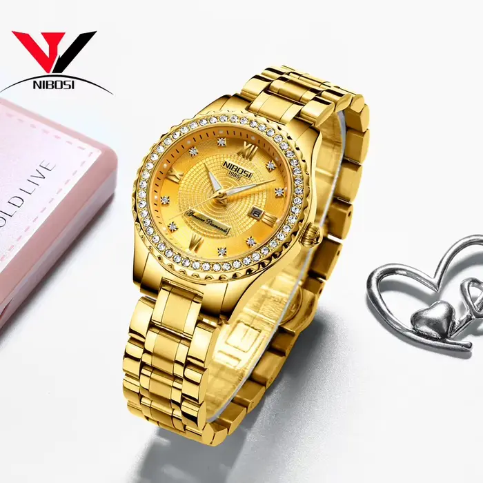 Montre de luxe pour femmes bracelet classique en acier inoxydable or élégante pour occasions spéciales