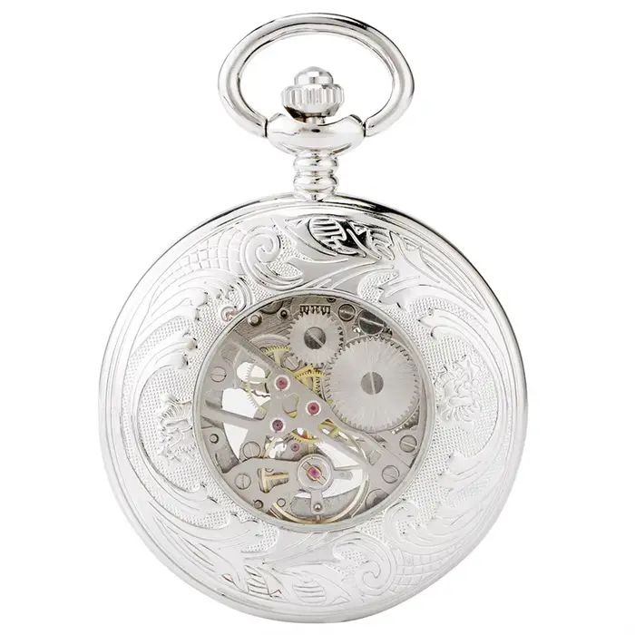 Montre de poche antique en argent mécanique avec mouvement ventilation manuel et affichage de chiffres romains bleus pour hommes et femmes occasions spéciales cadeaux pour personnes âgées