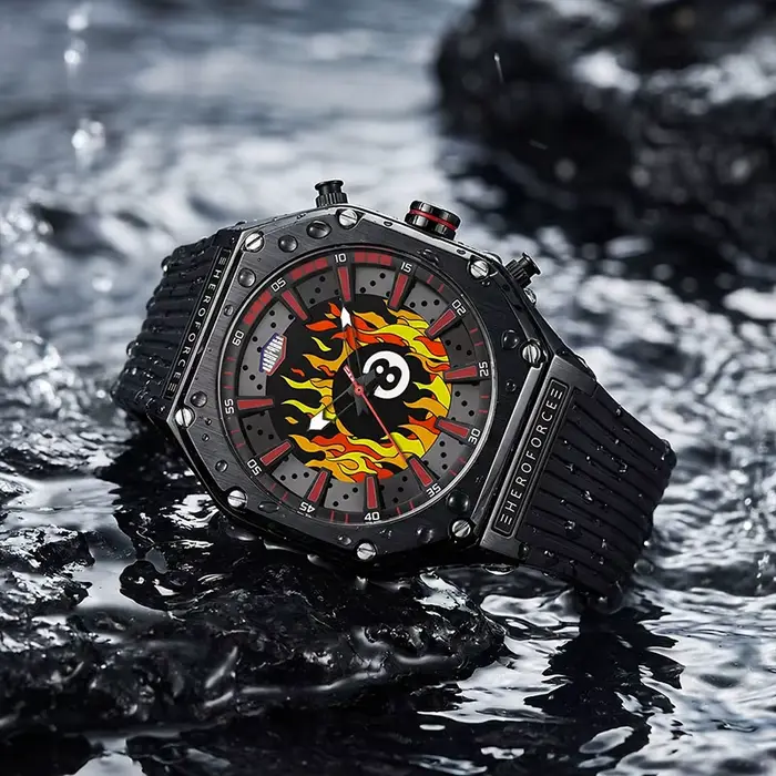Montre homme HEROFORCE 2026 affichage double lumineux montre-bracelet à quartz silicone style vendange résistance à l'eau occassions spéciales