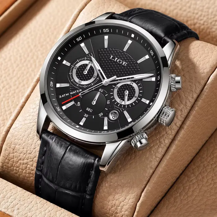 Nouvelle Montre Homme LIGE Décontractée et Luxe en Cuir à Quartz Pour Occasions Spéciales Activités Sportives