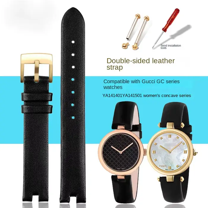 Bracelet de montre en cuir véritable G-ucci pour femme