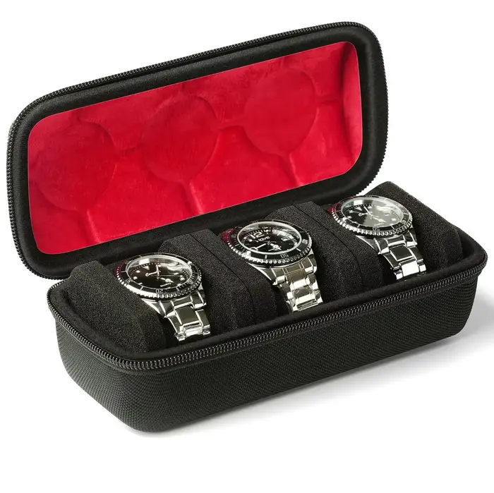 Organisateur de boîte de montre élégant pour homme, étui de voyage de montre, support d'affichage de montre de rangement portable avec oreiller anti-moussage pour montres-bracelets occassions spéciales cadeau