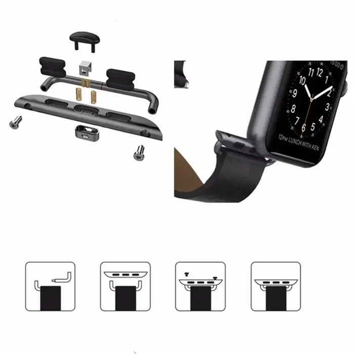 Connecteur de bracelet pour Apple Watch Series 10 9 8 7 6 métallique kaki foncé navajo blanc T18/22 T1B/350 jaune fluo tomate occasions spéciales montres élégantes