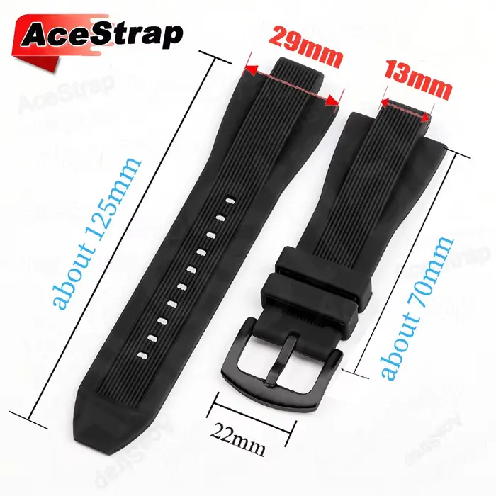 Bracelet de montre en Silicone à extrémité convexe 13mm x 29mm
