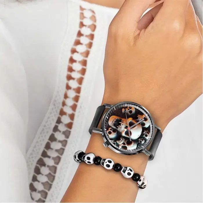 Montre à quartz crâne pour hommes et femmes