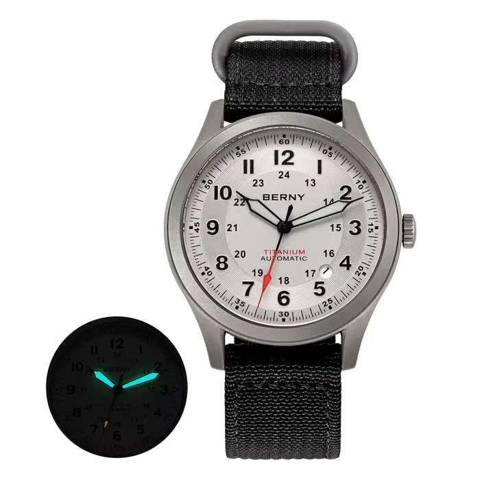 Montres automatiques pour hommes BERNY en titane, date, saphir, super lumineuses, mécaniques, pour l