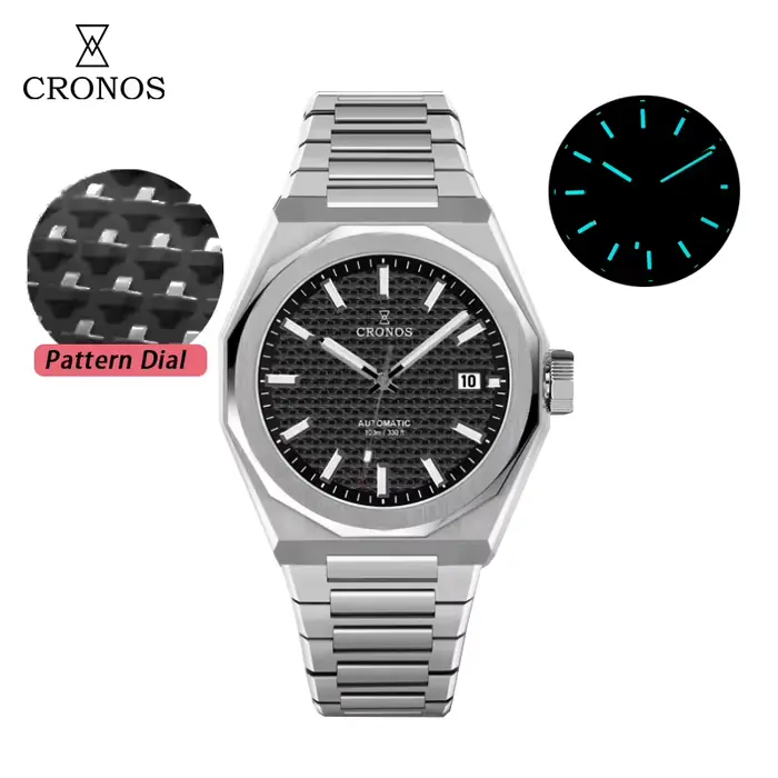 Cronos montres de luxe pour hommes 39mm automatique PT5000/Miyota9015 montres saphir 10ATM dos trans