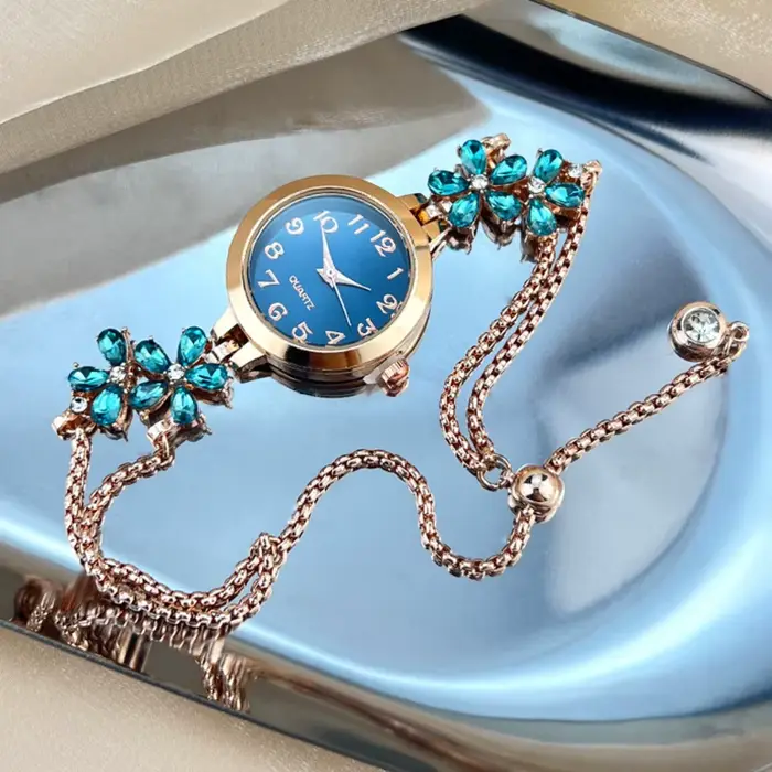 Montre-bracelet élégante pour femme, montre à quartz à motif floral, montres d'affaires exquises pou