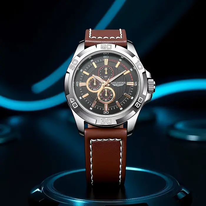 Montre décontractée et élégante en alliage avec bracelet en cuir pour homme occasions quotidiennes et spéciales