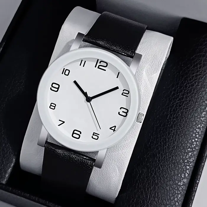 Top marque de luxe hommes montre décontracté en cuir Quartz