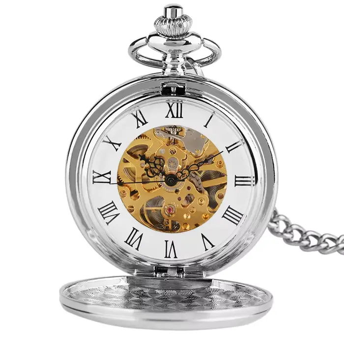 Montre de Poche Mécanique Double Hunter pour Femme et Homme
