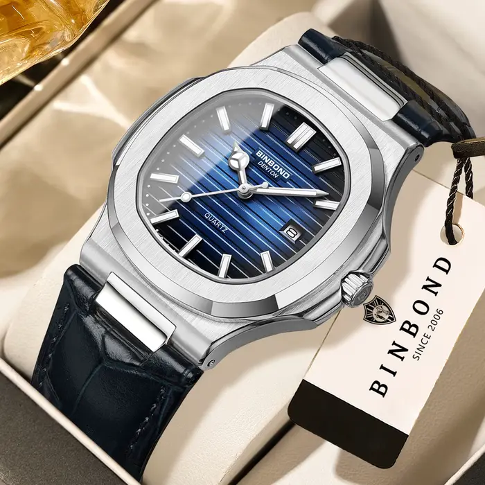 Montres-bracelets à quartz précises BINBOND pour hommes, montres de luxe lumineuses, étanches, avec 