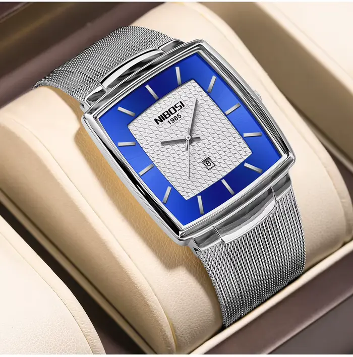 Montre-bracelet à quartz carrée étanche pour homme